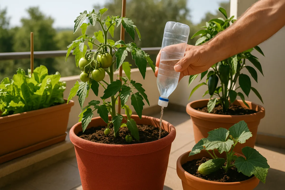 Orto in vaso sul balcone d'estate: come non sprecare acqua in caldo estremo