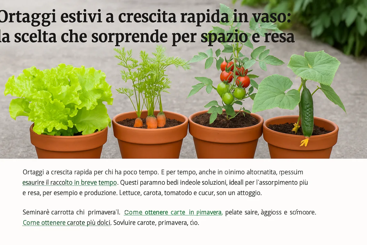 Ortaggi estivi a crescita rapida in vaso: la scelta che sorprende per spazio e resa
