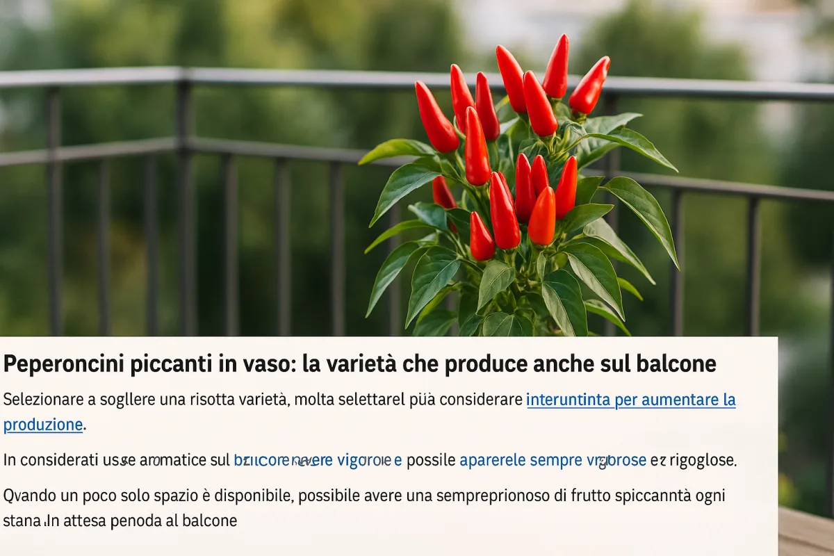 Peperoncini piccanti in vaso: la varietà che produce anche sul balcone