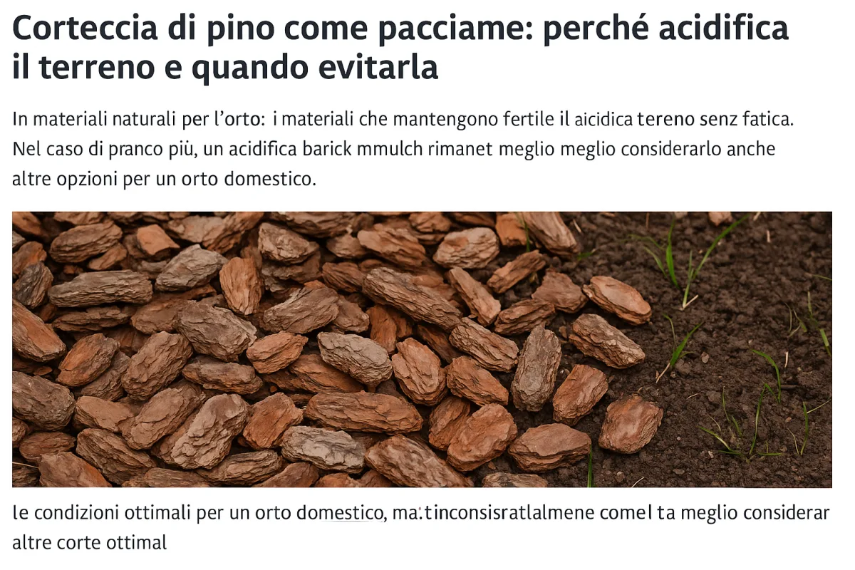 Corteccia di pino come pacciame: perché acidifica il terreno e quando evitarla