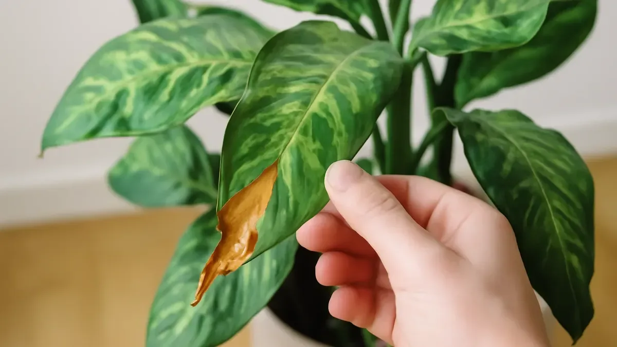 Dieffenbachia in autunno: attenzione alle correnti fredde, possono danneggiare le foglie
