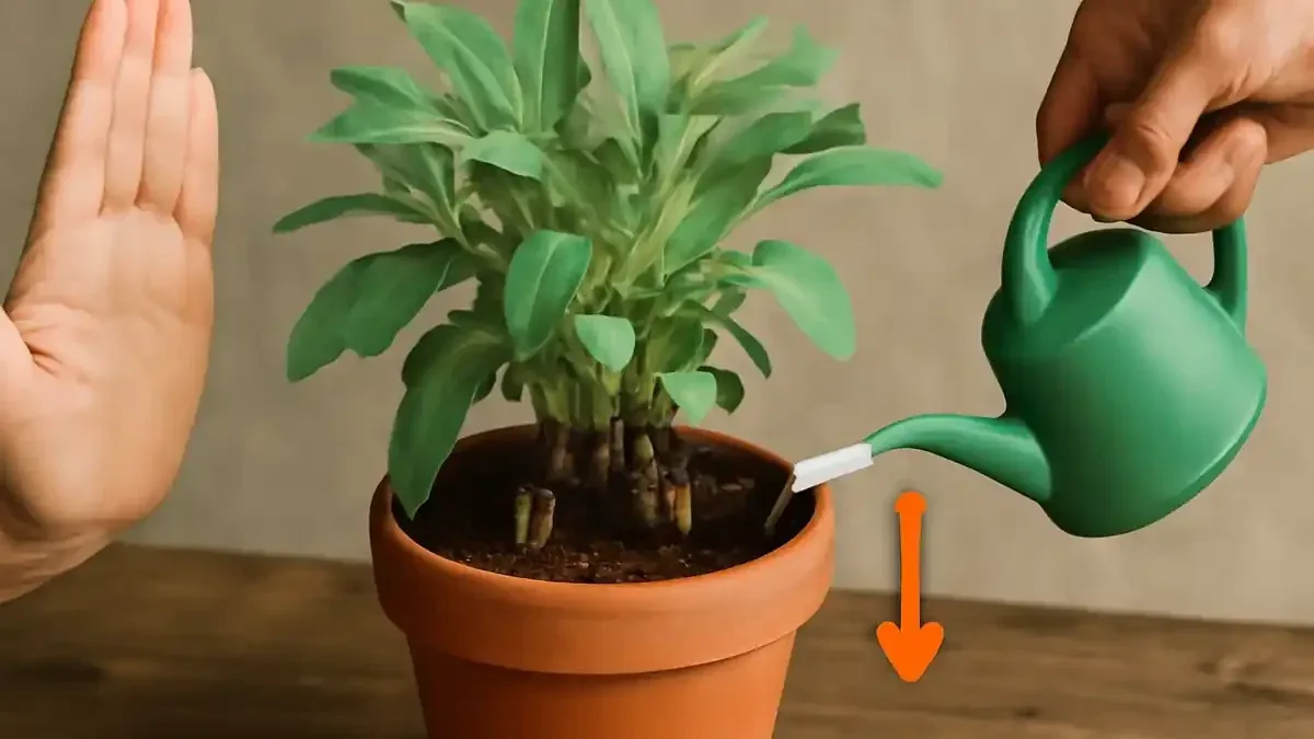 Salvia in vaso con foglie macchiate dopo le piogge: cosa controllare prima di potarla